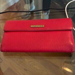 Via Spiga Vibrant Grained Red Leather Wallet